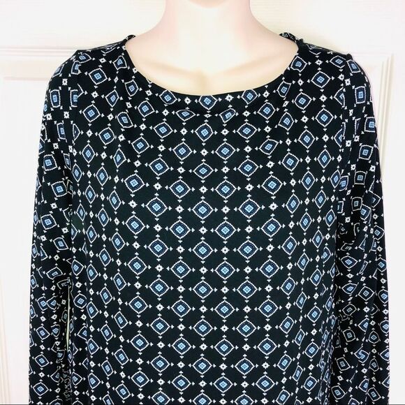 J.Jill Wearever black linear diamond dress small - Picture 2 of 8